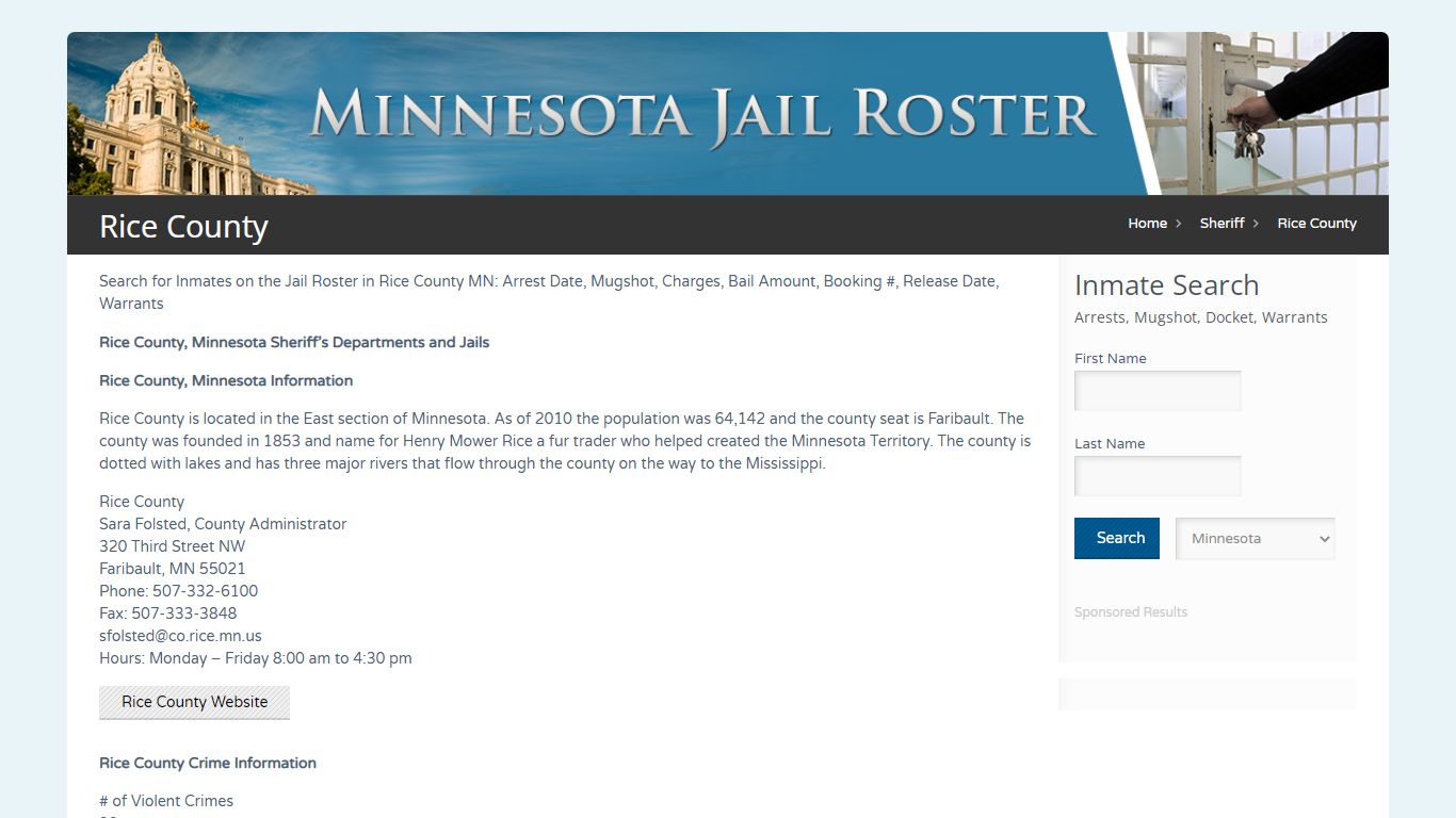 Rice County | Jail Roster Search - MinnesotaJailRoster.com