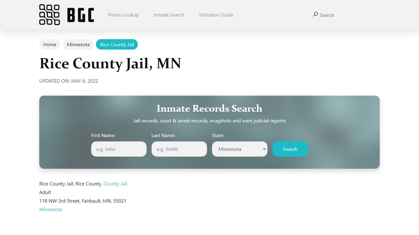 Rice County Jail, MN Inmate Search, Mugshots, Visitation ...